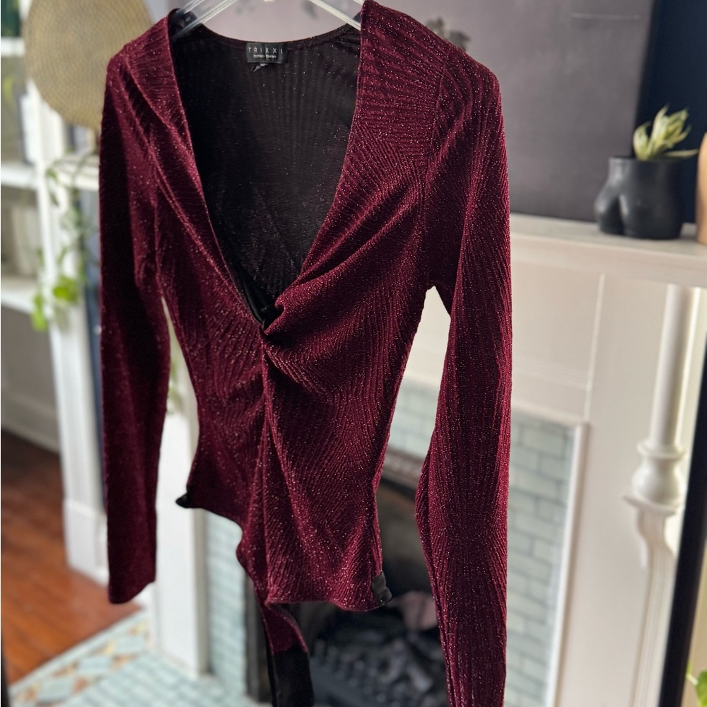Elegant Burgundy Sweater Bodysuit